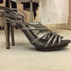 Tory Burch Silver Ankle Wrap Stilettos
